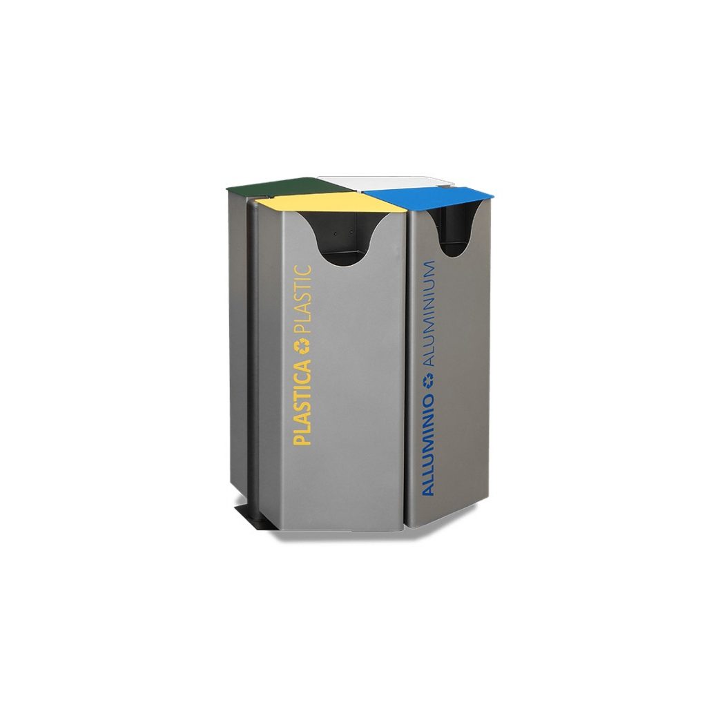 Cestone a 3 scomparti per differenziata con coperchio 434