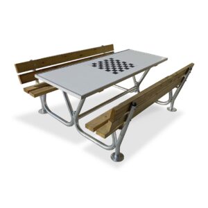 Set pic nic in legno e acciaio, con scacchiera - edfa463cs 1 Edfa463cs