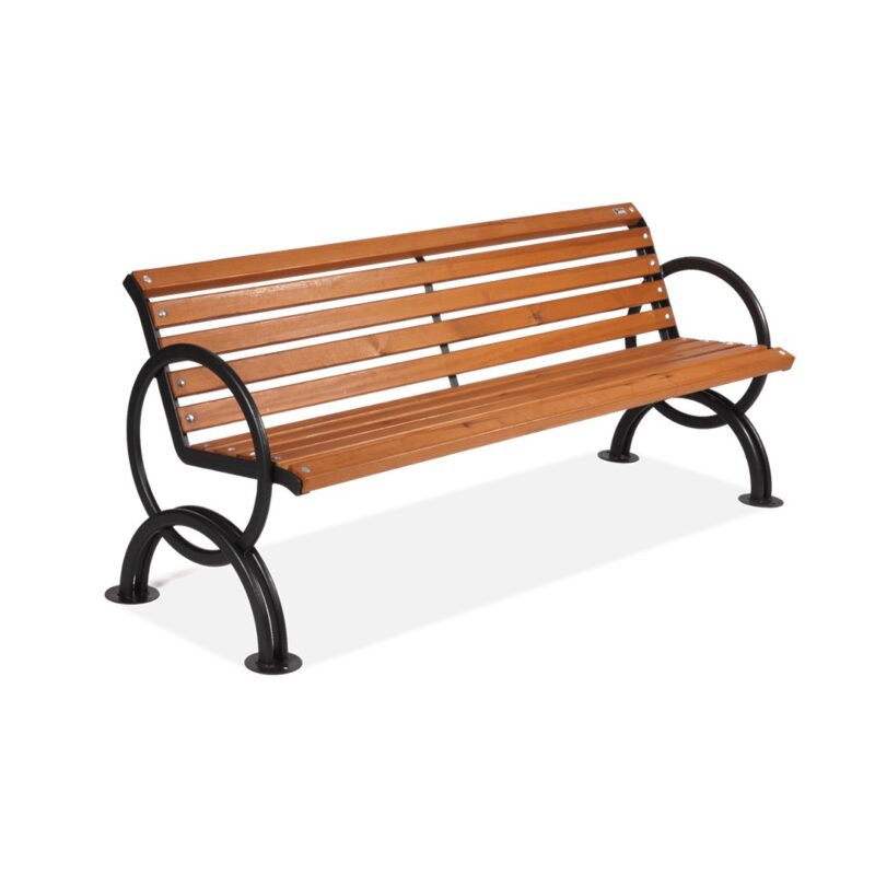 Panchina 200 cm in legno okum&egrave; con braccioli - ecd1121bisok