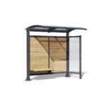 Pensilina in acciaio con parete di fondo in legno - ECD447W