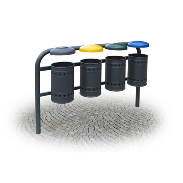 Kit differenziata a 4 cestini con posacenere - edfc164k4pos