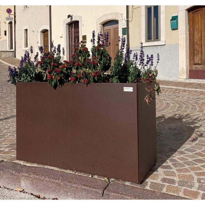 Fioriera rettangolare verniciata in finto corten - edfe652