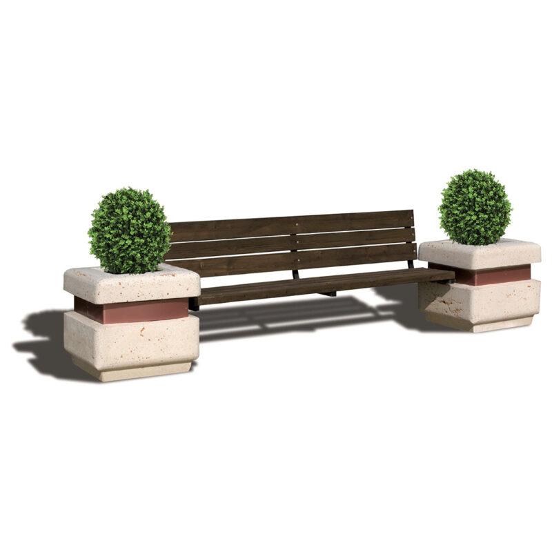 Panchina in legno e fioriere in cls - euupc203bp
