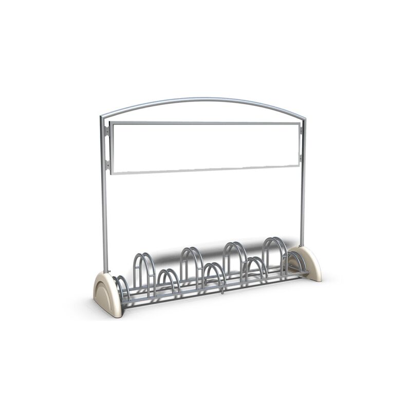 Portabici con fianchi in cls e pannello pubblicitario - ecd308bd