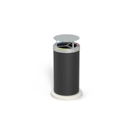 Cestone a 3 scomparti per differenziata con base in cls e tettuccio - ECD377BCLS