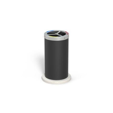 Cestone a 3 scomparti per differenziata in metallo con base in cls - ECD377CLS