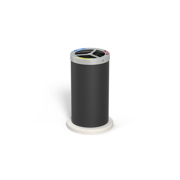 Cestone a 3 scomparti per differenziata in metallo con base in cls - ecd377cls