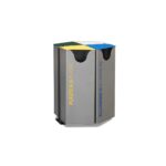 Cestone a 3 scomparti per differenziata con coperchio - ECD434