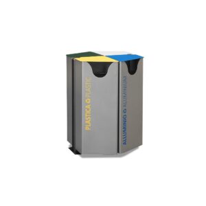 Cestone a 3 scomparti per differenziata con coperchio - ecd434 1 Ecd434