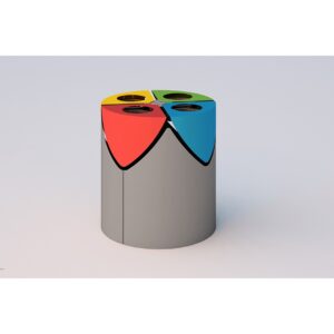 Cestone a 4 scomparti per differenziata in metallo - ecdg493b 1 Ecdg493