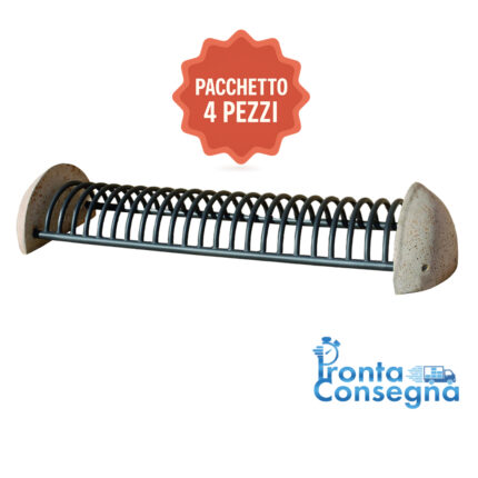 Portabici 200 cm con supporti laterali in cls - edfb309 – promo 4 pezzi - pronta consegna