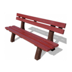 Panchina con schienale, in plastica riciclata, doghe rosse, L. 180 cm - ESPPS04061