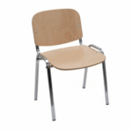 Sedia attesa telaio cromato e seduta e schienale in multistrato di faggio - INUD5LC