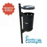 Cestino in acciaio su palo - EDFLBA2PROMO - PROMO PACCHETTO 10 PEZZI - PRONTA CONSEGNA