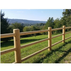 Recinzione a 3 fori in castagno tornito